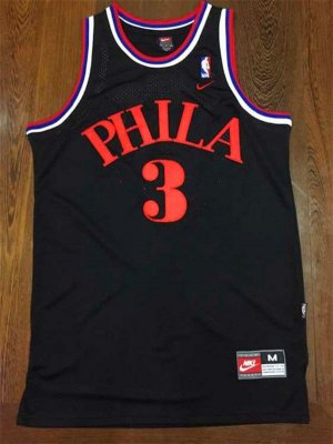 Maillot De Basket Philadelphia 76ers Allen Iverson 3 64 Years Engrener Retro Noir